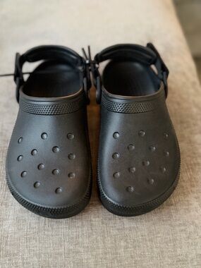 CROCS Classic Black Clog Mule with Heel Strap